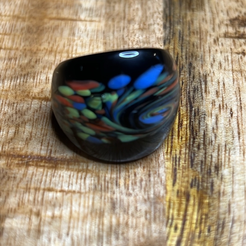 Murano Glass Wide Ring Sz 6.5